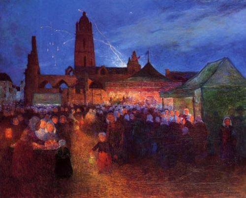 unknow artist 14th Firevorks at Bourg-de-Batz oil painting image